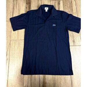 Vintage 80s 90s IZOD Lacoste Polo Shirt USA Made Navy Medium Crocodile Logo